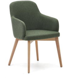 Kave Home Sötétzöld kárpitozott karfás étkezőfotel Nelida - Kave Home