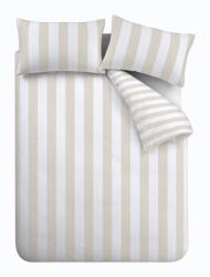Catherine Lansfield Fehér-bézs kétszemélyes ágyneműhuzat 200x200 cm Cove Stripe - Catherine Lansfield