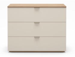 Marckeric Krémszínű-natúr színű komód tölgyfa dekorral 100x80x40 cm Dennis - Marckeric