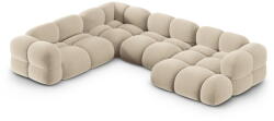Cosmopolitan Design Bézs bársony sarokkanapé (bal oldali-U alakú) Loretto - Cosmopolitan Design