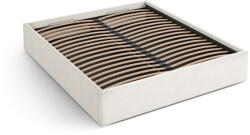 Micadoni Krémszínű kárpitozott ágyneműtartós-ágytámla nélkül franciaágy ágyráccsal 160x200 cm Susan - Micadoni