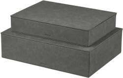 Blomus Antracitszürke fedeles dekoratív műbőr tárolódoboz szett 2 db-os 40x30x11 cm Sahla - Blomus