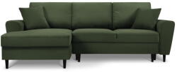 Cosmopolitan Design Zöld kordbársony kinyitható tárolóhelyes sarokkanapé (bal oldali-heverő résszel) Kyoto - Cosmopolitan Design
