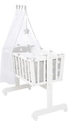 Roba Fehér gurulós bölcső baldachinnal 40x90 cm Little stars - Roba