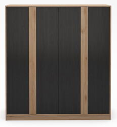 Marckeric Fekete-natúr színű ruhásszekrény tölgyfa dekorral 180x197, 5x53 cm Dennis - Marckeric