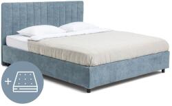 Bonami Kék kárpitozott ágyneműtartós franciaágy matraccal, ágyráccsal 180x200 cm Myra Slim Line - Bonami Selection