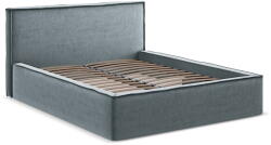 Makamii Világoskék kárpitozott ágyneműtartós franciaágy ágyráccsal 140x200 cm Anani - Makamii