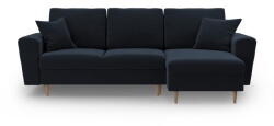 Cosmopolitan Design Sötétkék bársony kinyitható tárolóhelyes sarokkanapé Kyoto - Cosmopolitan Design