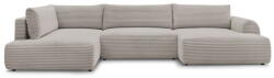 Bobochic Paris Világosszürke-bézs kordbársony kinyitható-tárolóhelyes sarokkanapé (bal oldali-U alakú) Lucien - Bobochic Paris