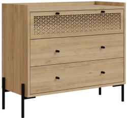 Marckeric Natúr színű alacsony komód tölgyfa dekorral 90x80 cm Mayra - Marckeric