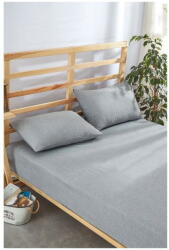 Mila Home Szürke gumis pamut lepedő és párnahuzat szett 180x200 cm - Mila Home