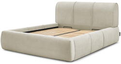 Bobochic Bézs kárpitozott franciaágy tárolóhellyel, ágyráccsal 160x200 cm Vernon - Bobochic Paris