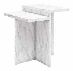 CosmoLiving by Cosmopolitan Fehér dohányzóasztal márvány dekorral 56x56 cm Brielle - CosmoLiving by Cosmopolitan