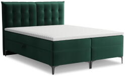 Makamii Sötétzöld ágyneműtartós boxspring ágy 160x200 cm Mikana - Makamii