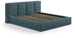 Micadoni Kék kárpitozott ágyneműtartós franciaágy ágyráccsal 160x200 cm Simon Darren - Micadoni