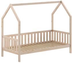 VIPACK Natúr színű házikó alakú borovi fenyő gyerekágy ágyráccsal 90x200 cm Cabane - Vipack