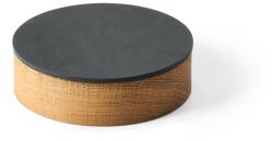LIND DNA Antracitszürke-natúr színű fedeles-dekoratív fa-öko bőr tárolódoboz ø 11x3, 5 cm Circle Nupo - LIND DNA