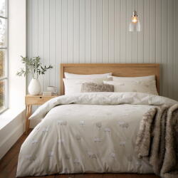 Catherine Lansfield Bézs kétszemélyes flanel ágyneműhuzat 200x200 cm Sheep - Catherine Lansfield