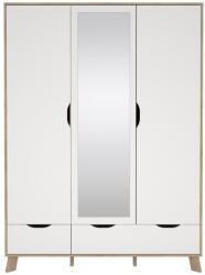 Tvilum Fehér-natúr színű ruhásszekrény tükörrel tölgyfa dekorral 147x201x58 cm Ikast - Tvilum