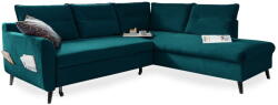 Miuform Stylish Stan L türkiz kinyitható bársony sarokkanapé, jobb oldali - Miuform