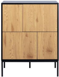 Actona Fekete-natúr színű magas komód tölgyfa dekorral 80x103 cm Seaford - Actona