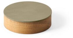 LIND DNA Zöld-natúr színű fedeles-dekoratív fa-öko bőr tárolódoboz ø 11x3, 5 cm Circle Nupo - LIND DNA