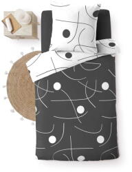 douceur d'intérieur Fehér-sötétszürke egyszemélyes mikroszálas ágyneműhuzat 140x200 cm Sonate - douceur d'intérieur