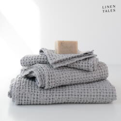 Linen Tales Világosszürke törölköző és fürdőlepedő készlet 3 db-os Honeycomb - Linen Tales