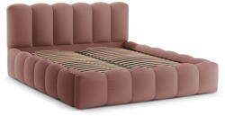 Micadoni Rózsaszín kárpitozott ágyneműtartós franciaágy ágyráccsal 180x200 cm Lupine - Micadoni