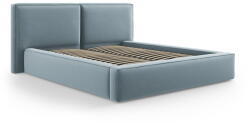 Cosmopolitan Design Világoskék bársony kárpitozott ágyneműtartós franciaágy ágyráccsal 200x200 cm Arendal - Cosmopolitan Design