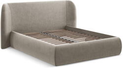 Makamii Szürkésbarna kárpitozott ágyneműtartós franciaágy ágyráccsal 180x200 cm Hauke - Makamii