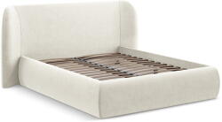 Makamii Krémszínű kárpitozott ágyneműtartós franciaágy ágyráccsal 160x200 cm Hauke - Makamii