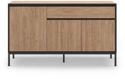 Marckeric Natúr színű alacsony komód tölgyfa dekorral 140x80 cm Lorenza - Marckeric
