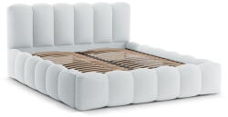 Micadoni Világosszürke kárpitozott ágyneműtartós franciaágy ágyráccsal 180x200 cm Lupine - Micadoni