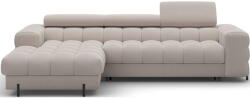 Eltap Bézs bársony kinyitható-tárolóhelyes sarokkanapé (bal oldali-heverő résszel) Felro - ELTAP