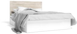 Marckeric Fehér-natúr színű franciaágy tölgyfa dekorral, tárolóhellyel 140x190 cm Sahara - Marckeric