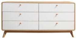 Støraa Fehér-natúr színű alacsony komód tölgyfa dekorral 150x74 cm Caitlin - Støraa