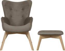 Ropez Világosbarna bársony fotel lábtartóval Niko - Ropez