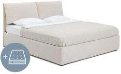 Bonami Bézs kárpitozott ágyneműtartós franciaágy matraccal, ágyráccsal 160x200 cm Thessa Pillow - Bonami Selection