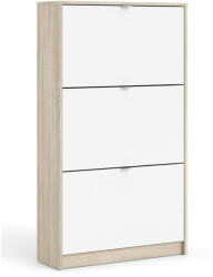 Tvilum Fehér-natúr színű billenő ajtós cipőtartó tölgyfa dekorral Shoes - Tvilum