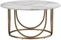 CosmoLiving by Cosmopolitan Fehér-aranyszínű kerek dohányzóasztal márvány dekorral ø 79 cm Gwyneth - CosmoLiving by Cosmopolitan