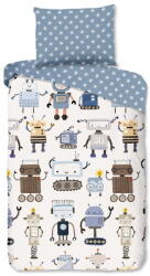 Good Morning Kék-bézs egyszemélyes pamut gyerek ágyneműhuzat 140x200 cm Robo - Good Morning