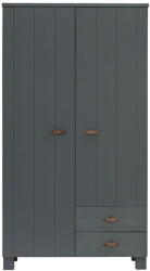 WOOOD Sötétszürke borovi fenyő ruhásszekrény 111x202 cm Dennis - WOOOD