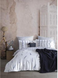 Mila Home Luxury Fehér-kék kétszemélyes-hosszabbított pamut-szatén ágyneműhuzat 240x220 cm Marseille Floral - Mila Home Luxury