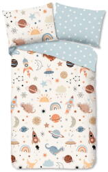 Good Morning Kék-bézs egyszemélyes pamut gyerek ágyneműhuzat 140x200 cm Eclips - Good Morning