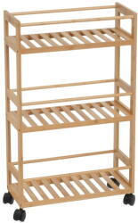 Casa Selección Natúr színű bambusz gurulós polcos állvány 44x75 cm - Casa Selección