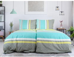 B. E. S Szürke-türkiz egyszemélyes krepp ágyneműhuzat 140x200 cm Beautiful Spring - B. E. S