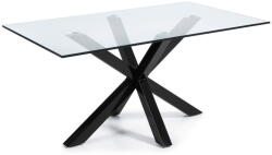 Kave Home Étkezőasztal üveg asztallappal, fekete lábakkal - 160 x 90 cm - Kave Home