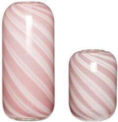 Hübsch Candy 2 db-os rózsaszín-fehér üveg váza szett - Hübsch