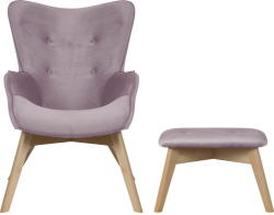 Ropez Levendula színű bársony fotel lábtartóval Niko - Ropez